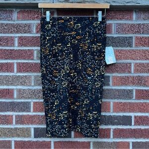 LuLaRoe Black and Orange and Yellow Patterned Textured High Rise Cassie Skirt